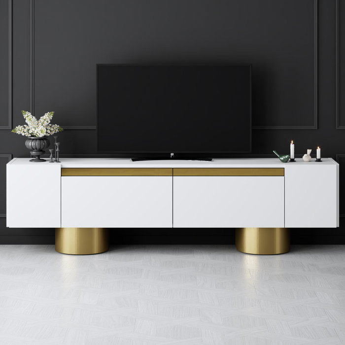 Hanah Home Bohem Soporte para TV Blanco y Dorado